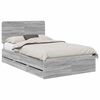 vidaXL Bed Frame with Drawer Grey Sonoma 120 x 190 cm Engineer Wood
