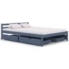 vidaXL Bed Frame without Mattress Grey Solid Pine Wood 140x200 cm (283199+2x321989)