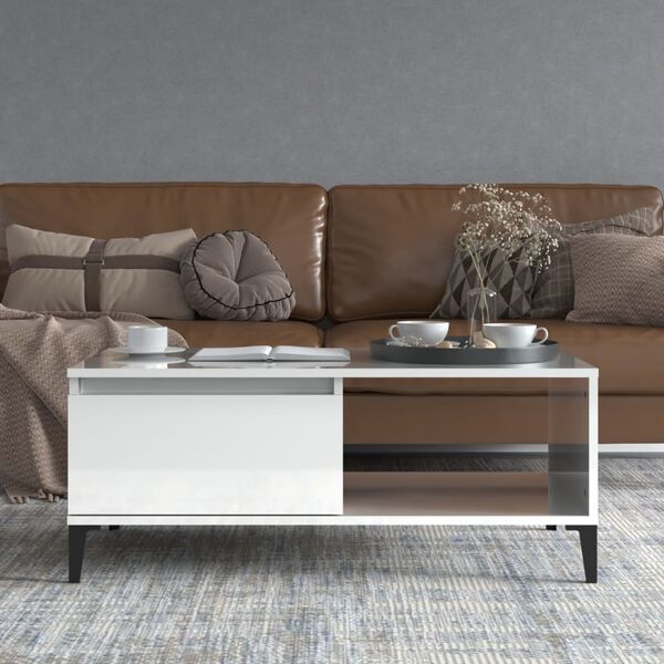 vidaXL Coffee Table High Gloss White 90x50x36.5 cm Engineered Wood