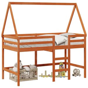 vidaXL Loft Bed Frame Wax Brown 90 x 190 cm Solid Pine Wood