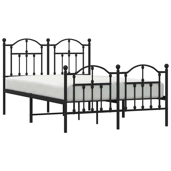 vidaXL Metal Bed Frame without Mattress with Footboard Black 120x200cm