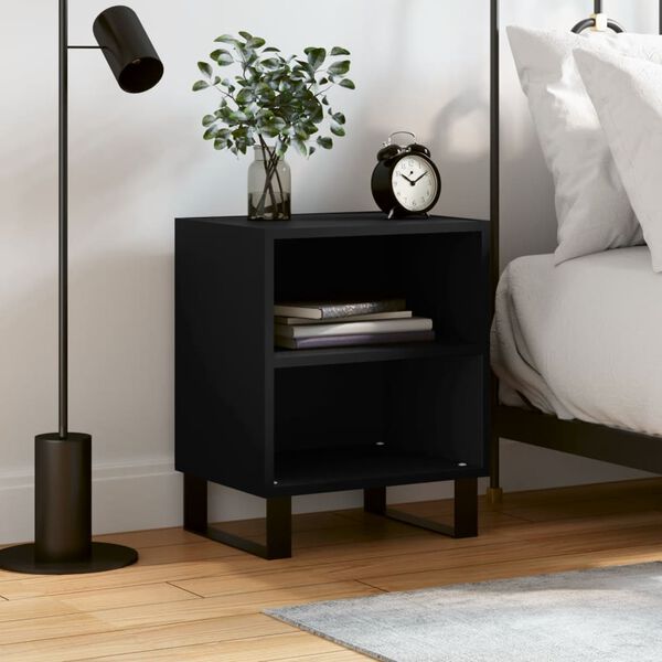 vidaXL Bedside Cabinet Black 40x30x50 cm Engineered Wood