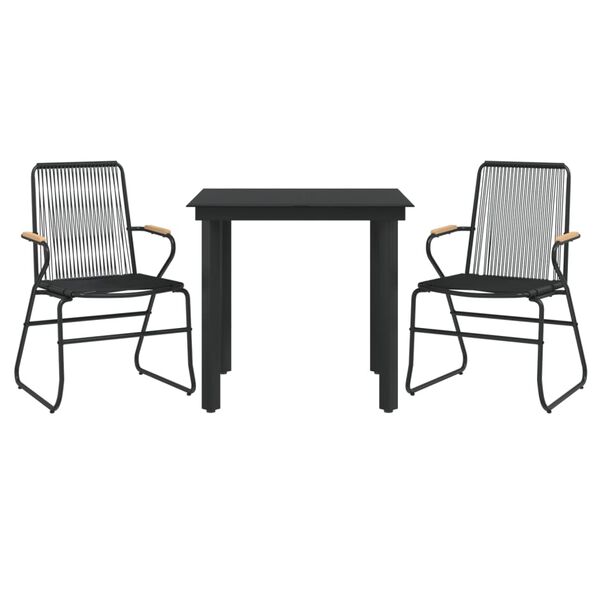 vidaXL 3 Piece Garden Dining Set Black PVC Rattan