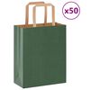 vidaXL Paper Bags 50 pcs with Handles Green 18x8x22 cm