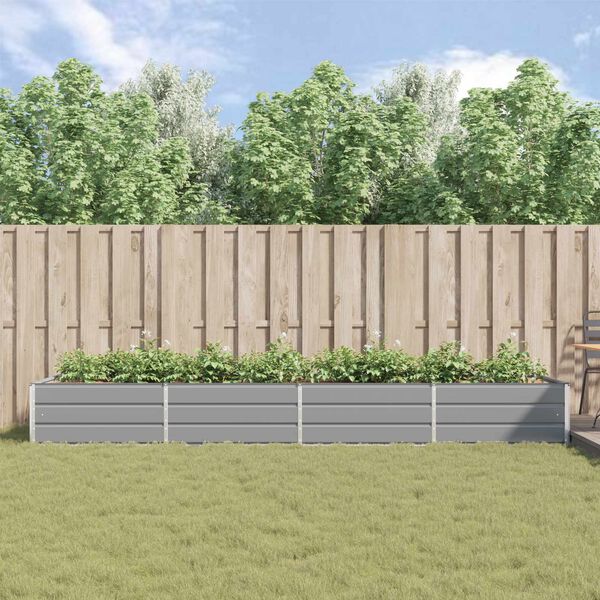 vidaXL Planter Light Grey 385 x 100 x 45 cm Galvanised Steel