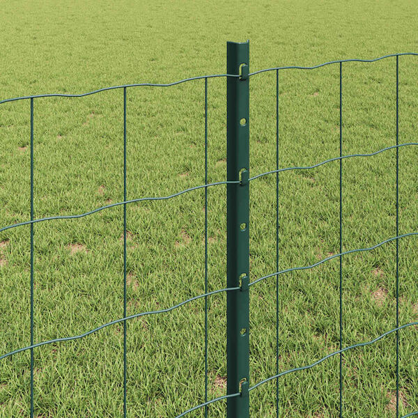 vidaXL Fence with Post Green 0.8 x 10 m Steel and PVC