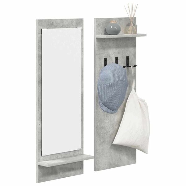 vidaXL Wall-Mounted Coat Rack with Shelf Concrete grey 70 x 10 x 90 cm
