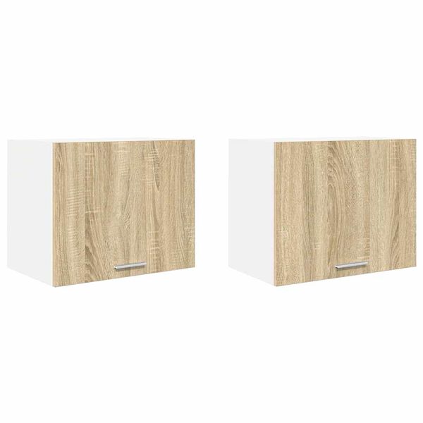 vidaXL Hanging Cabinet 2 pcs Sonoma Oak and White 50 x 31 x 40 cm