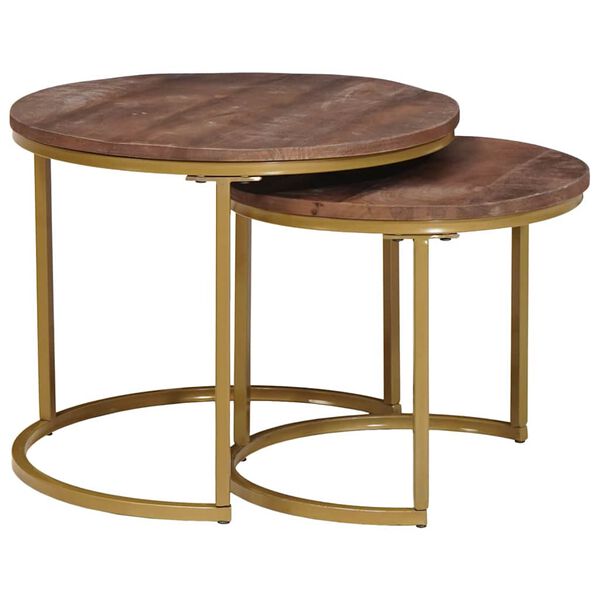 vidaXL Nesting Coffee Tables 2 pcs Solid Mango Wood and Steel