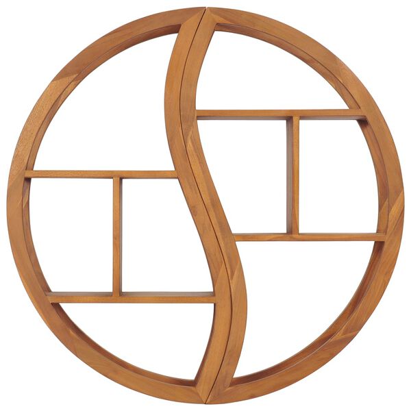 vidaXL Yin Yang Wall Shelf 100x20x100 cm Solid Teak Wood