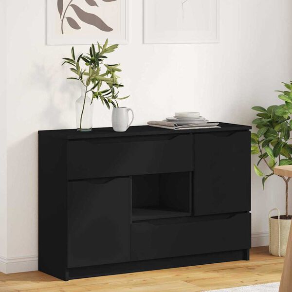 vidaXL Sideboard with Drawer Black 100 x 30 x 65.6 Engineered Wood