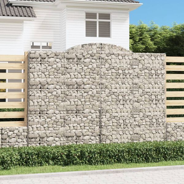 vidaXL Arched Gabion Baskets 8 pcs 300x50x220/240 cm Galvanised Iron