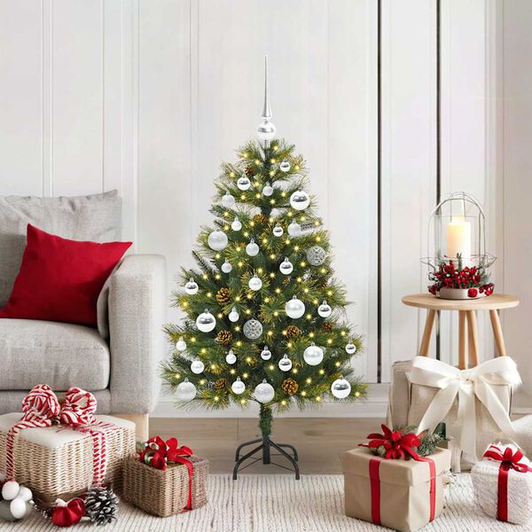 vidaXL Artificial Hinged Christmas Tree with Cones Green 150 cm