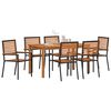 vidaXL Garden Dining Set 7 pcs Black Solid Acacia Wood