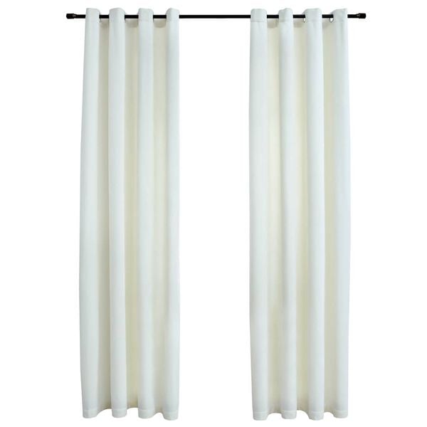 vidaXL Blackout Curtains with Rings 2 pcs Velvet Cream 140x245 cm