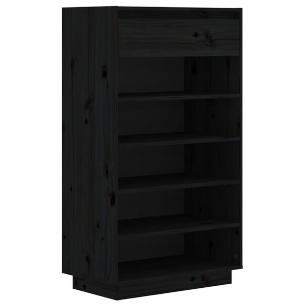 vidaXL Shoe Cabinet Black 60x34x105 cm Solid Wood Pine