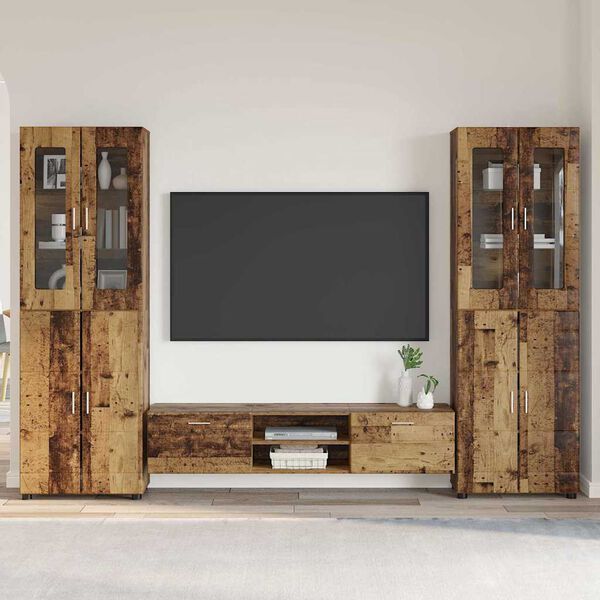 vidaXL TV Cabinet Set with Drawer FLORIN Old Wood Engineered Wood