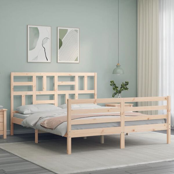 vidaXL Bed Frame without Mattress King Size Solid Wood
