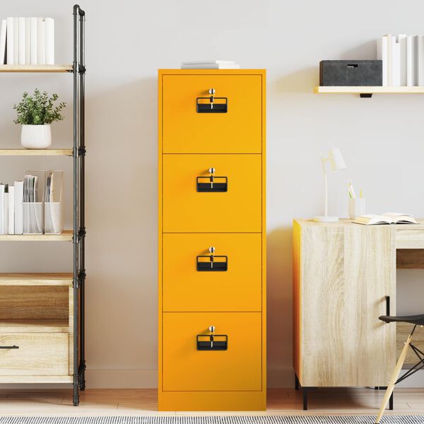vidaXL File Cabinet with Drawer 2 pcs Mustard Yellow 44 x 50 x 139 cm