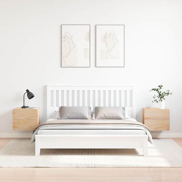 vidaXL Bedside Table 2 pcs Natural 39 x 34 x 33 cm Solid pinewood