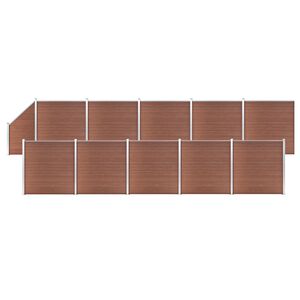 vidaXL WPC Fence Set 10 Square + 1 Slanted 1830x186 cm Brown