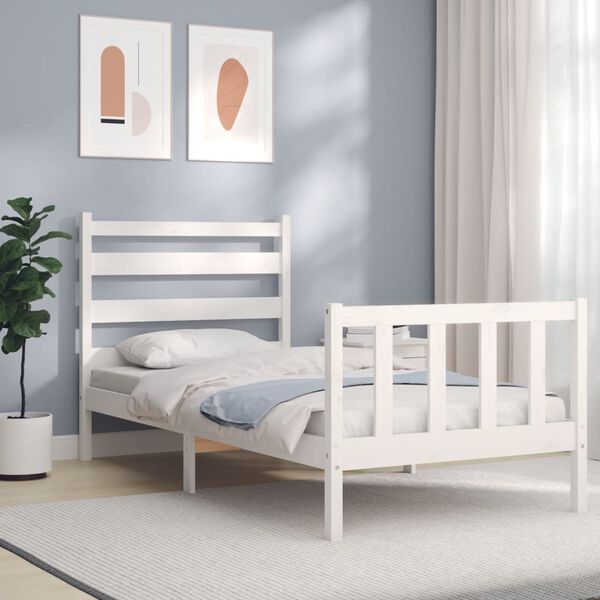 vidaXL Bed Frame without Mattress White 90x200 cm Solid Wood Pine