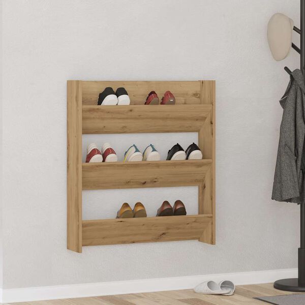 vidaXL Wall Shoe Cabinet Artisan Oak 80x18x90 cm Engineered Wood