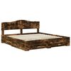 vidaXL Bed Frame with Drawer Smoked Oak 200 x 200 cm Engineered Wood
