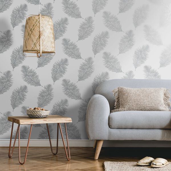 DUTCH WALLCOVERINGS Wallpaper Fawning Feather Light Grey