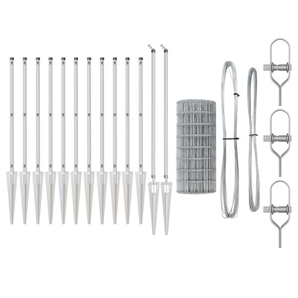 vidaXL Fence with Post Silver 1 x 10 m Steel