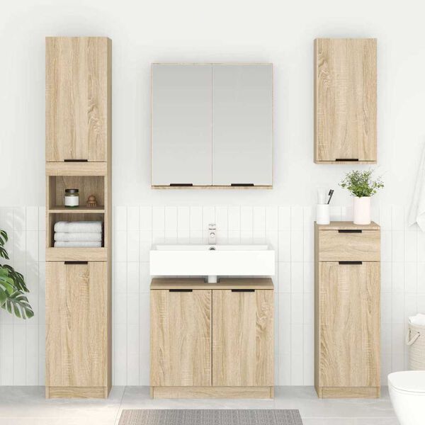 vidaXL Bathroom Cabinet Sonoma Oak 64.5 x 33.5 x 59 cm Engineered Wood