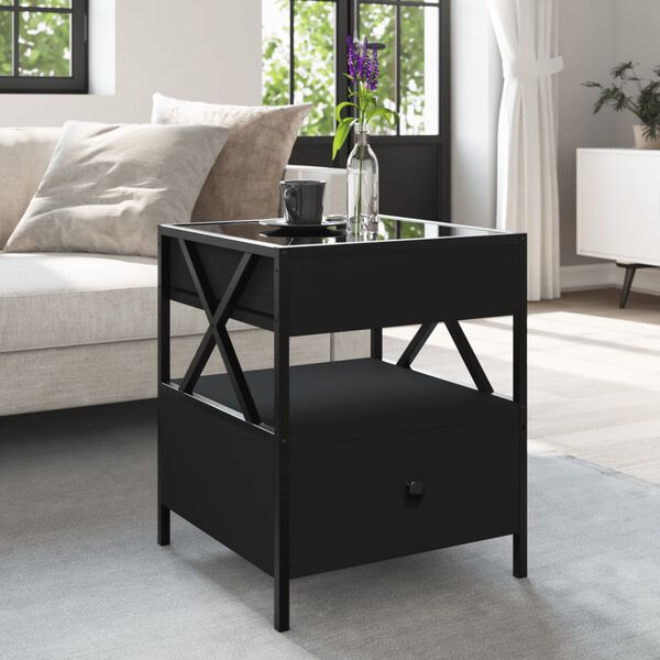 vidaXL Coffee Table with Infinity LED Black 40x40x51 cm