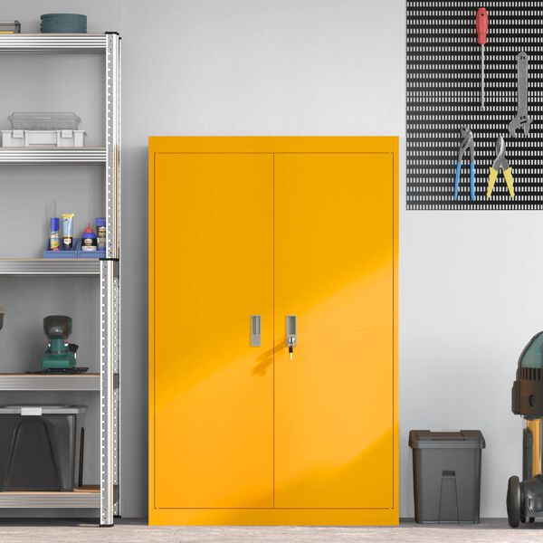 vidaXL Storage Cabinet 2 pcs Mustard Yellow 90 x 40 x 140 cm Steel