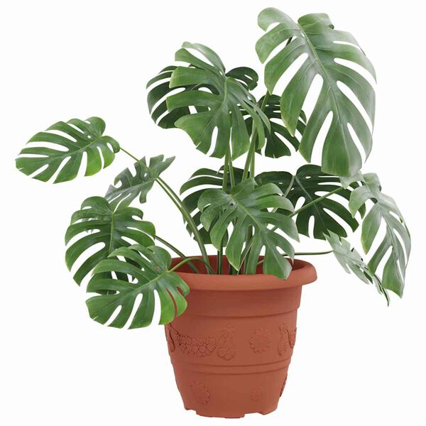 vidaXL Round Flower Pot 6 pcs Brick Red &Oslash; 22 x 18 cm Plastic