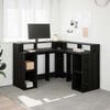 vidaXL Desk with Shelf Black Oak 130 x 130 x 91 cm Engineered wood