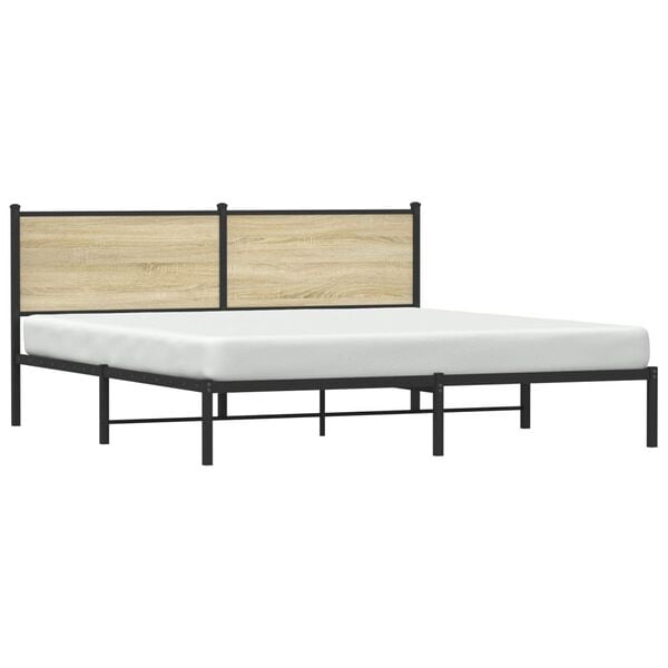 vidaXL Metal Bed Frame without Mattress Sonoma Oak 183x213 cm