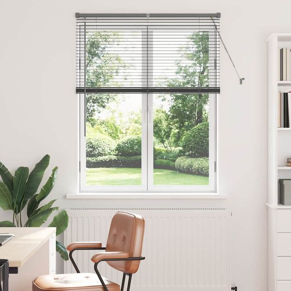 vidaXL Window Blind with Curtains Manual Dark grey Aluminium