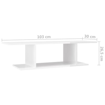 vidaXL Wall Mounted TV Cabinet High Gloss White 103x30x26.5 cm