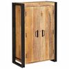 vidaXL Highboard with Doors Brown Solid Rough Mango Wood and Metal