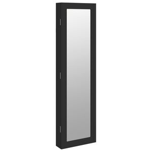 vidaXL Mirror Jewellery Cabinet Wall Mounted Black 30x8.5x106 cm
