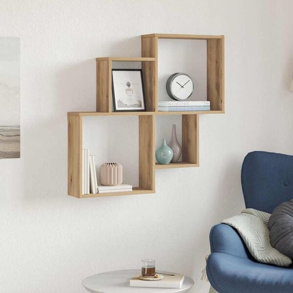 vidaXL Wall Shelf Artisan Oak 80x15x78.5 cm Engineered Wood