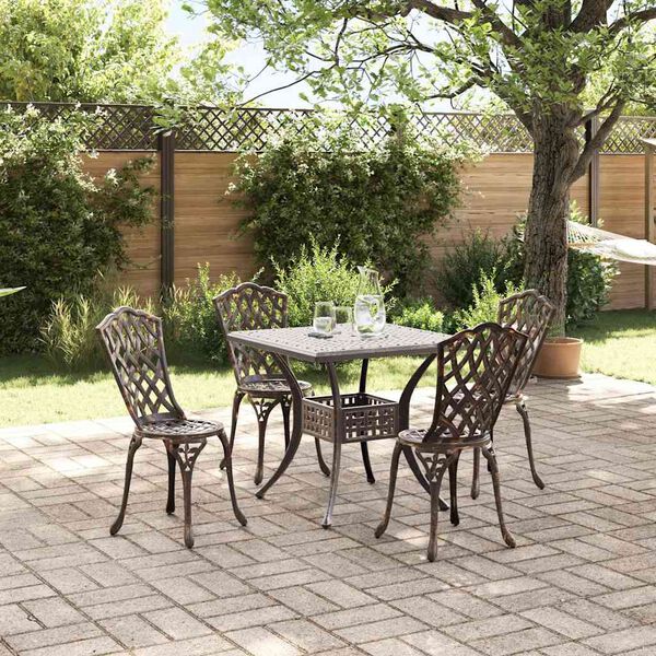 vidaXL Garden Table Set 5 pcs Bronze Cast Aluminium