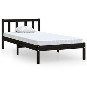 vidaXL Bed Frame without Mattress Black Solid Wood 100x200 cm