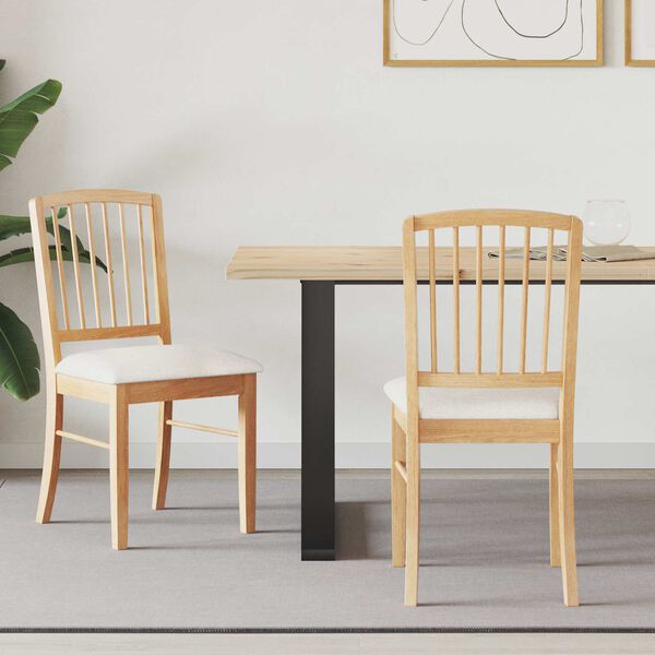 vidaXL Dining Chairs 2 pcs Natural 50 x 52.5 x 91 cm Solid Rubber Wood
