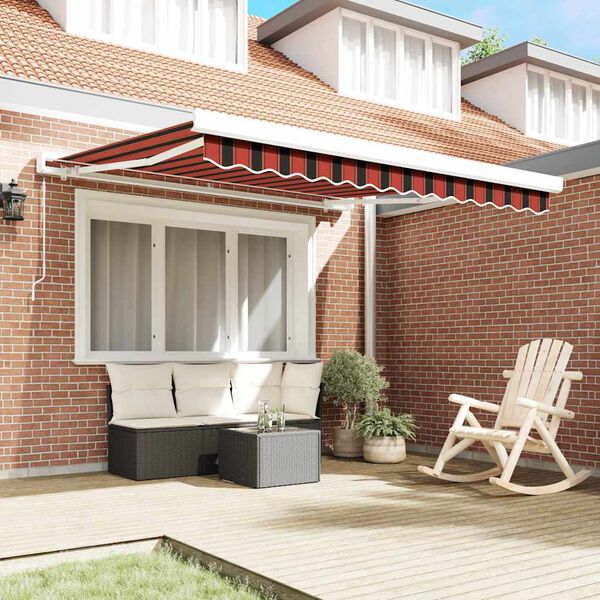 vidaXL Retractable Awning Red and Black 350 x 250 cm Fabric and Metal