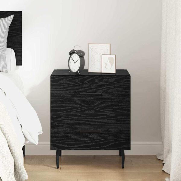 vidaXL Bedside Cabinet Black Oak 40 x 35 x 47.5 cm Engineered Wood