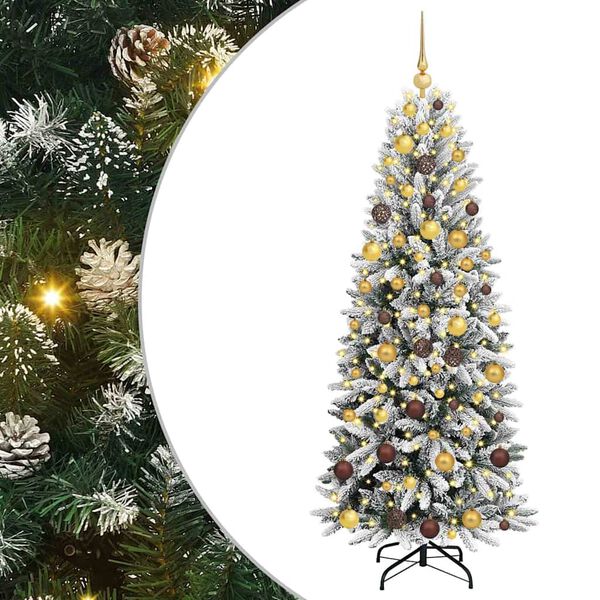 vidaXL Artificial Christmas Tree with 300 LEDs with Stand White 180 cm