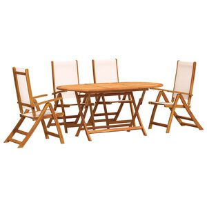vidaXL 5 Piece Garden Dining Set Solid Wood Acacia and Textilene