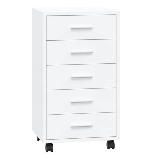 vidaXL Drawer Cabinet with Castors High Gloss White Engineered Wood