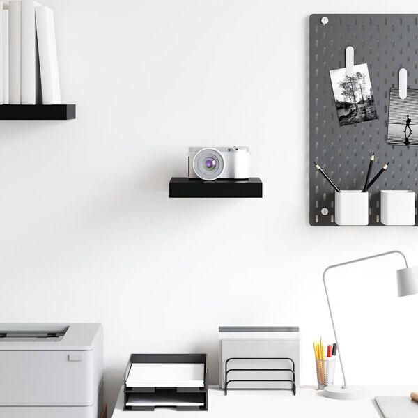 vidaXL Floating Wall Shelf High Gloss Black 23x23.5x3.8 cm MDF